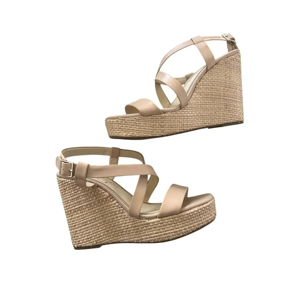 Jessica Simpson Women’s Nude Strappy Espadrille Wedge Sandals Size 8M